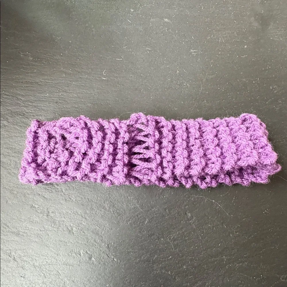 Deep lilac handmade headband stretchy one of a kind 100% wool fits most